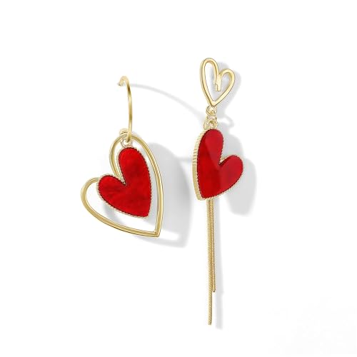 Herz Tropfen Ohrringe Damen, Asymmetrische Ohrringe Herz Ohrringe Rot Gold Ohrringe Herz Rot, Valentinstag Ohrringe Mädchen, für Frauen und Mädchen Zum Valentinstag Jubiläum Geburtstag Geschenk Herz Tropfen Ohrringe Damen, Asymmetrische Ohrringe Herz Ohrringe Rot Gold Ohrringe Herz Rot, Valentinstag Ohrringe Mädchen, für Frauen und Mädchen Zum Valentinstag Jubiläum Geburtstag Geschenk von YAJIMAOY