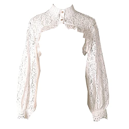 YAKEFJ Abnehmbare Dickey Kragen Bluse Falscher Kragen Halbes Hemd Langarm Cropped Crop Tops, weiß-b, 36 DE von YAKEFJ