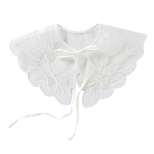 YAKEFJ Abnehmbarer Falschkragen Stickerei Halskrause Mini Cape Dickey Kragen für Frauen Mädchen von YAKEFJ