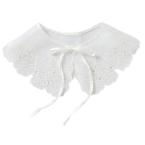 YAKEFJ Abnehmbarer Falschkragen Stickerei Halskrause Mini Cape Dickey Kragen für Frauen Mädchen von YAKEFJ