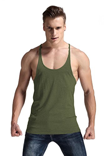 YAKER Herren Fitness Gym Tank Top Singlet Bodybuilding Stringers ärmelloses Muskelshirt, armee-grün, Groß YAKER Herren Fitness Gym Tank Top Singlet Bodybuilding Stringers ärmelloses Muskelshirt, armee-grün, Groß von YAKER