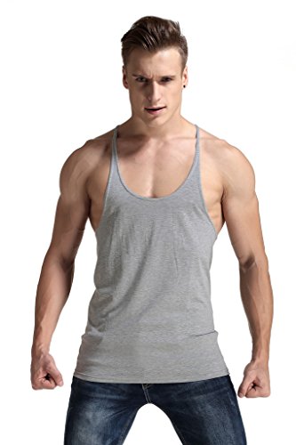 YAKER Herren Fitness Gym Tank Top Singlet Bodybuilding Stringers ärmelloses Muskelshirt - Grau - Klein YAKER Herren Fitness Gym Tank Top Singlet Bodybuilding Stringers ärmelloses Muskelshirt - Grau - Klein von YAKER
