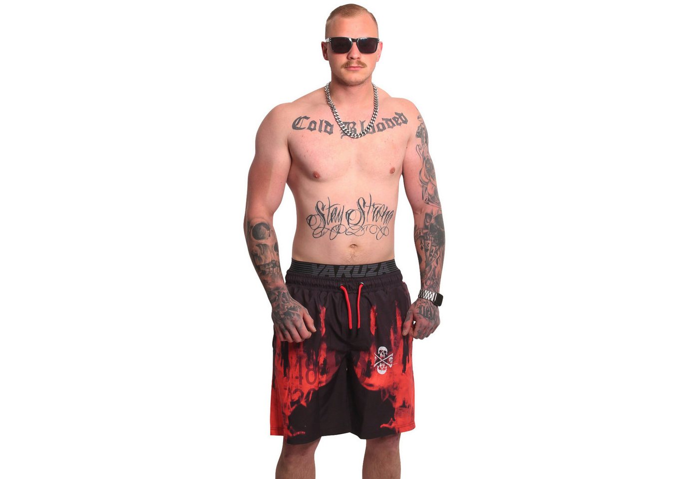 YAKUZA Boardshorts Burning Allover mit Doppelbund von YAKUZA