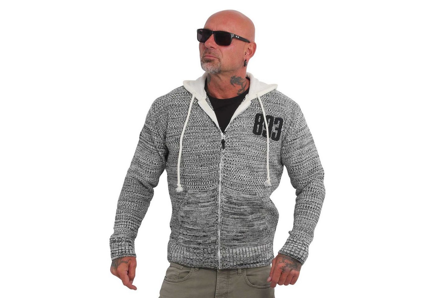 YAKUZA Kapuzensweatjacke 893Metal in strukturierter Strickoptik von YAKUZA