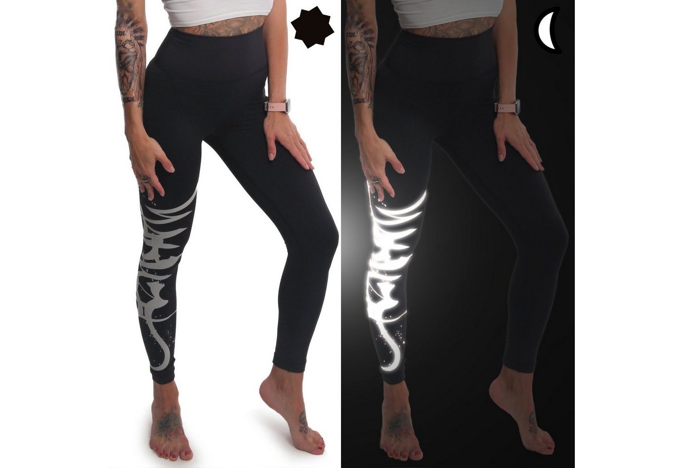 YAKUZA Leggings Tag mit mittelhohem Bund sowie Beintasche und reflektierenden Details von YAKUZA