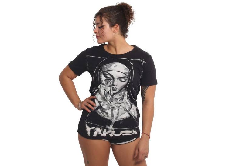 YAKUZA Rundhalsshirt Nun mit Rippbündchen von YAKUZA