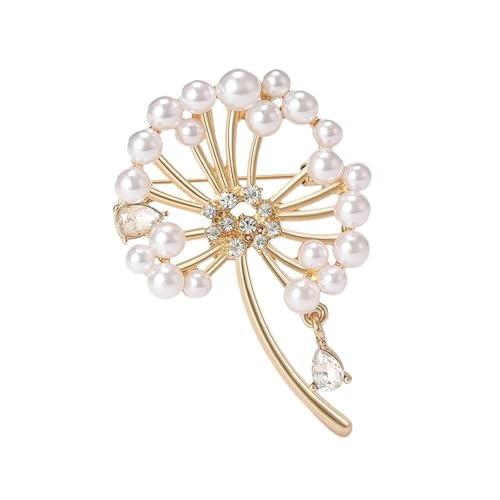 1 Pcs Brosche for Frauen Unisex Perle Pin 2 Farbe Kleidung Zubehör(Gold) von YAKXIUE