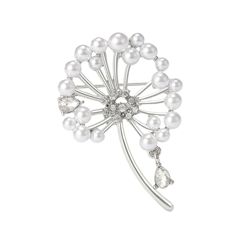 1 Pcs Brosche for Frauen Unisex Perle Pin 2 Farbe Kleidung Zubehör(Silver) von YAKXIUE