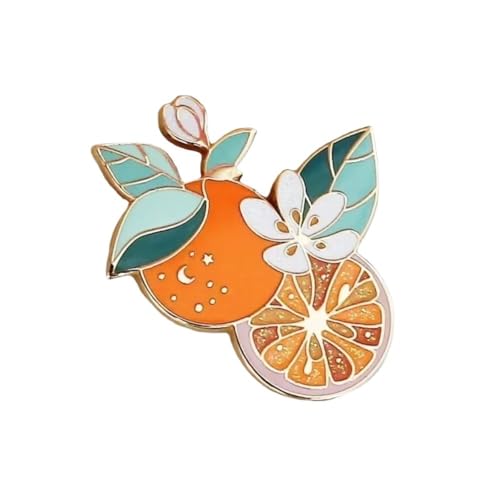 1 Pcs Orange Flowered Glitter Emaille Pin Brosche for Schmuck Zubehör von YAKXIUE
