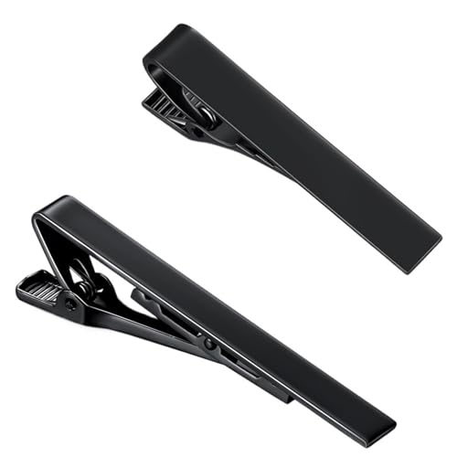 2 Teile/satz Metall Krawatte Clip Krawatte Zubehör for Männer Täglichen Hochzeit Praktische Verschluss Pin(Black) von YAKXIUE