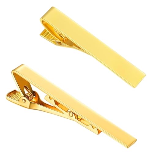 2 Teile/satz Metall Krawatte Clip Krawatte Zubehör for Männer Täglichen Hochzeit Praktische Verschluss Pin(Gold) von YAKXIUE
