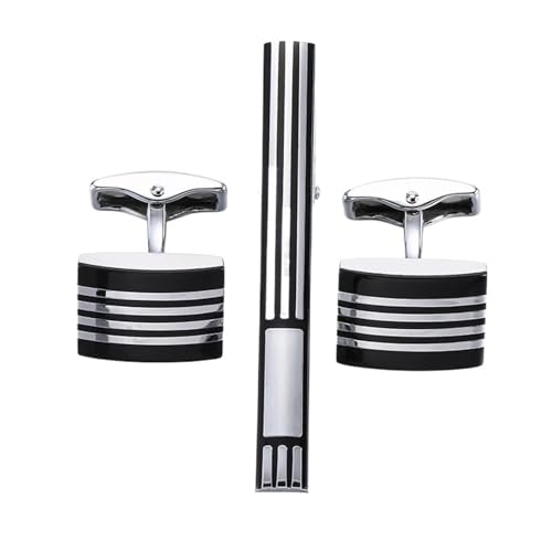 Herren Hemd Manschettenknöpfe Krawattenklammer Set Klassischer Quadratischer Druck Manschettenknöpfe Anzug Zubehör von YAKXIUE