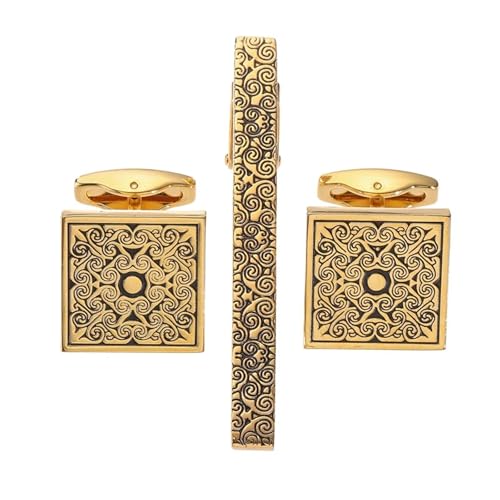 Klassische Herrenhemd-Manschettenknöpfe, Krawattenklammer-Set, Metallmanschettenknöpfe, Anzugzubehör, Schmuck von YAKXIUE