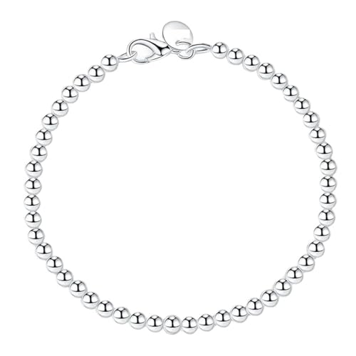 YAKXIUE 1 Pcs 4mm Perle Gold Farbe Kette Armband Nette Hochzeit Dame Charme Schmuck(Silver) von YAKXIUE