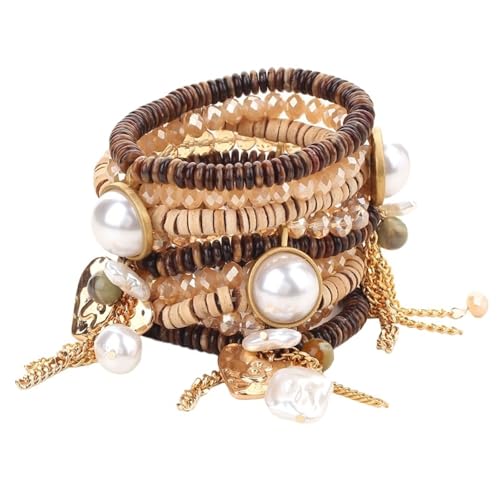 YAKXIUE 1 Pcs Aussage Perlen Armband Set for Frauen Goldene Zubehör Handgemachten Schmuck von YAKXIUE