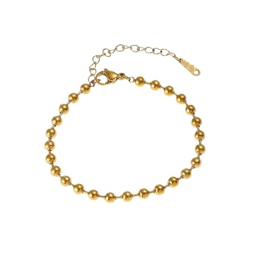 YAKXIUE 1 Pcs Edelstahl Gold Farbe 4 Mm Perlen Kette Armbänder for Frauen Schmuck Zubehör von YAKXIUE