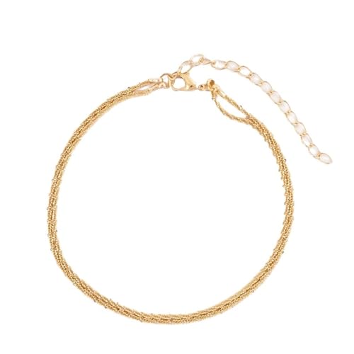 YAKXIUE 1 Pcs Frauen Dainty Einstellbare Layered Fußkettchen Set Stapelbar Fuß Kette Strand Schmuck(Gold) von YAKXIUE