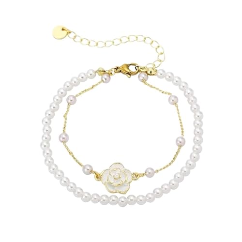 YAKXIUE 1 Pcs Frauen Doppel Schicht Perlen Kette Vintage Armband Schmuck von YAKXIUE