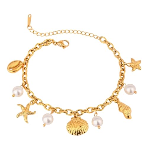 YAKXIUE 1 Pcs Sommer Zubehör Shell Drop Kette Armband Armreif Edelstahl Schmuck von YAKXIUE