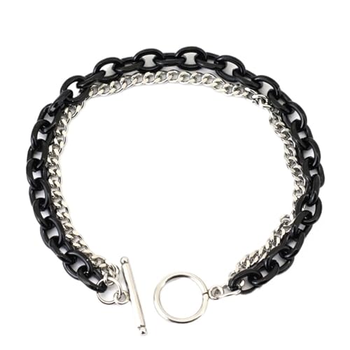 YAKXIUE 1 Pcs Stainless Steel Chain Bracelet For Men Buckle Double Layer Link Braslet Bangle Accessories von YAKXIUE