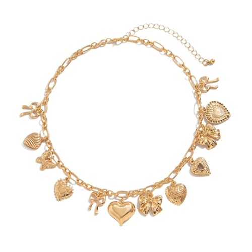 YAKXIUE 1 Pcs Vintage Liebe Herz Charme Choker Halskette Einstellbare Schlüsselbein Kette Frauen Hals Schmuck von YAKXIUE
