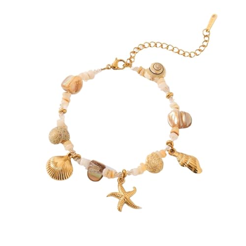 YAKXIUE 1 Pcs Vintage Shell Anhänger Armband Frau Einstellbare Sommer Strand Hand Kette Schmuck von YAKXIUE