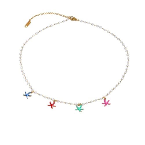 YAKXIUE 1 Stück bunte Halskette mit Seestern-Anhänger for Damen, Sommer-Strandschmuck von YAKXIUE