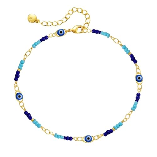 YAKXIUE 1 x Damen-Perlen, Knöchelschmuck, blau, Sommer-Strand-Accessoire, Einheitsgröße von YAKXIUE