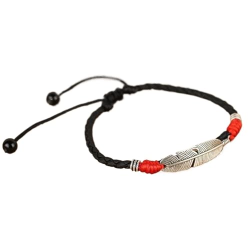 YAKXIUE 1 Pcs Handmade Man Leather Rope Anklets Barefoot Sandal Beach Jewelry(Red) von YAKXIUE