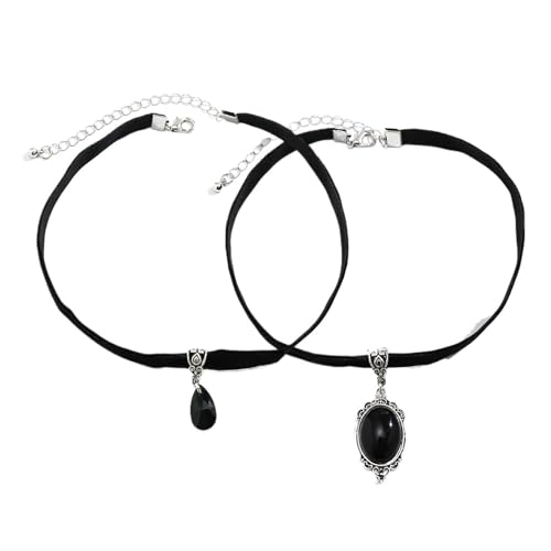 YAKXIUE 2 Pcs Anhänger Halskette for Frauen Collares Einstellbare Choker Schmuck von YAKXIUE