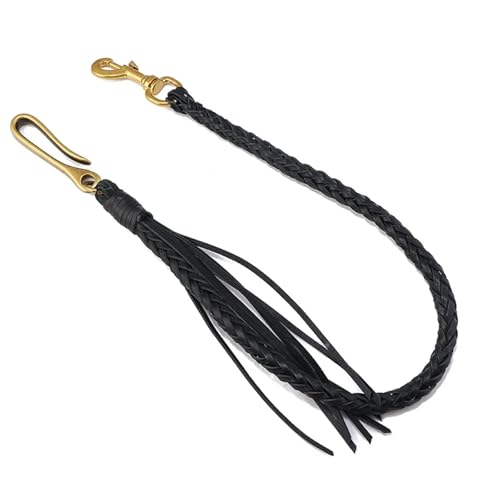 YAKXIUE Handgemachte geflochtene Schlüsselanhänger Geldbörse Link schwarz rot braun Hose Kette(Black) von YAKXIUE