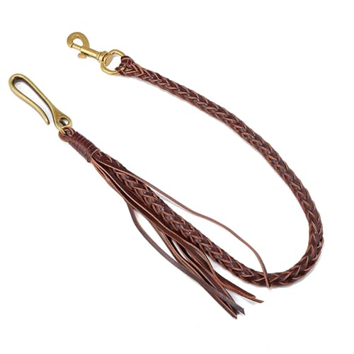 YAKXIUE Handgemachte geflochtene Schlüsselanhänger Geldbörse Link schwarz rot braun Hose Kette(Brown) von YAKXIUE