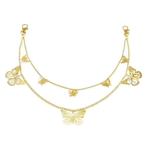 YAKXIUE Jeans Link Hose Schlüsselanhänger Frauen Männer Gürtel Doppelschichten Hose Kette(Gold) von YAKXIUE