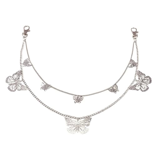 YAKXIUE Jeans Link Hose Schlüsselanhänger Frauen Männer Gürtel Doppelschichten Hose Kette(Silver) von YAKXIUE