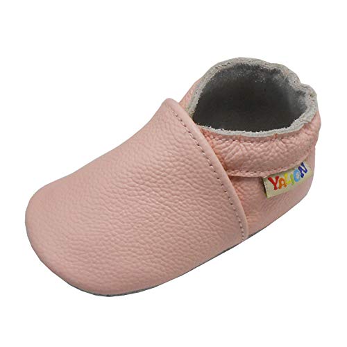 YALION Baby Weicher Leder Lauflernschuhe Krabbelschuhe Babyschuhe Babyhausschuhe (EU 18/19=S, Rosa) von YALION