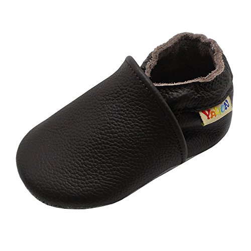 YALION Baby Weicher Leder Lauflernschuhe Krabbelschuhe Babyschuhe Babyhausschuhe (22/23=L, Dunkelbraun) von YALION