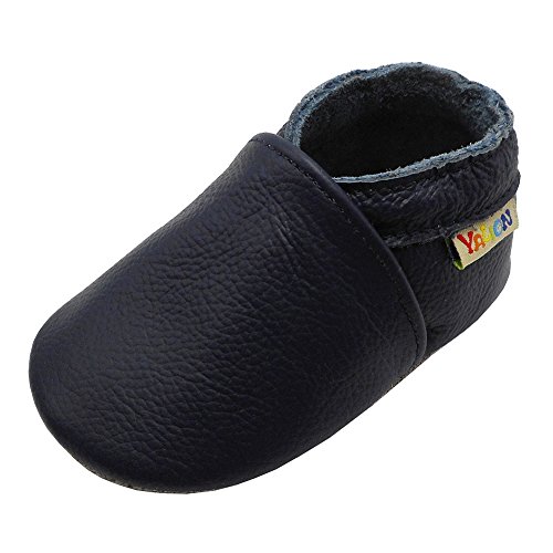 YALION Baby Weicher Leder Lauflernschuhe Krabbelschuhe Babyschuhe Babyhausschuhe, Marineblau, 20-21 EU von YALION