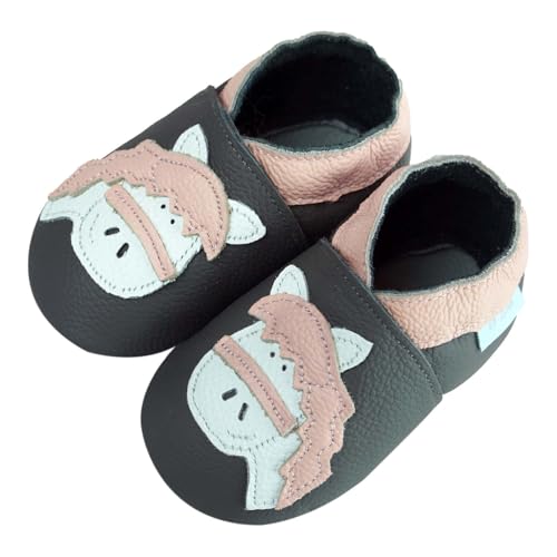 YALION Krabbelschuhe Baby Lauflernschuhe Mädchen Jungen Baby Weiche Leder Lederschuhe Babys Babyhausschuhe Kleinkind Babyschuhe(20/21 EU, Graues Pferd von YALION