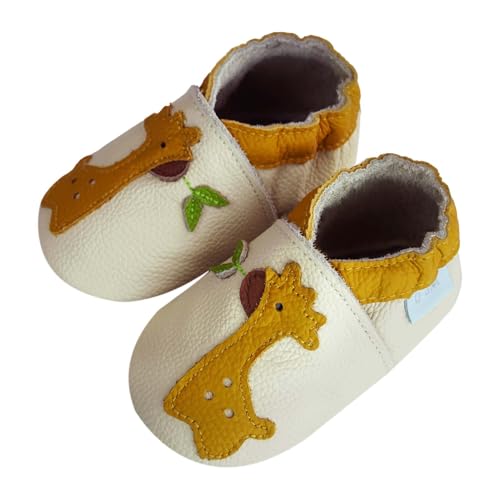 YALION Krabbelschuhe Baby Lauflernschuhe Mädchen Jungen Baby Weiche Leder Lederschuhe Babys Babyhausschuhe Kleinkind Babyschuhe(24/25 EU, Beige Hirsch von YALION