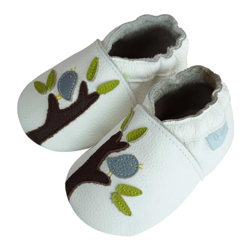 YALION Krabbelschuhe Baby Lauflernschuhe Mädchen Jungen Baby Weiche Leder Lederschuhe Babys Babyhausschuhe Kleinkind Babyschuhe(24/25 EU, Weißer Baumvogel von YALION