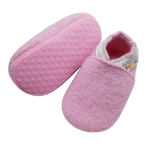 YALION Krabbelschuhe Baby Lauflernschuhe Mädchen Jungen- Wolle Warme Anti-Rutsch Sohle Hausschuhe Babyschuhe(20/21EU, Pink) von YALION