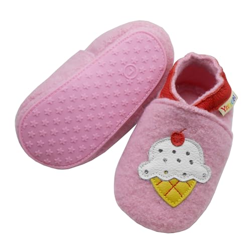 YALION Krabbelschuhe Baby Lauflernschuhe Mädchen Jungen- Wolle Warme Anti-Rutsch Sohle Hausschuhe Babyschuhe（20-21EU，Red ice cream） von YALION