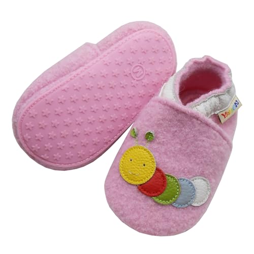 YALION Krabbelschuhe Baby Lauflernschuhe Mädchen Jungen- Wolle Warme Anti-Rutsch Sohle Hausschuhe Babyschuhe（24-25EU，Red caterpillar） von YALION