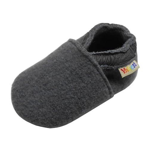 YALION Krabbelschuhe Baby Lauflernschuhe Mädchen Jungen- Wolle Warme Anti-Rutsch Sohle Hausschuhe Babyschuhe(22/23EU, Gray) von YALION