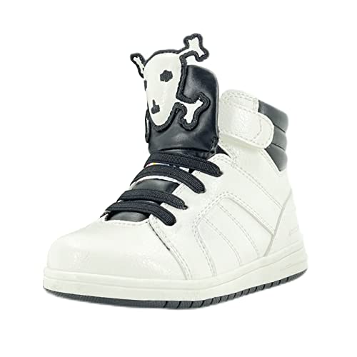 YALION Unisex Baby Sneaker Rutschfeste Kinder Lauflernschuhe krabbelschuhe Mädchen Jungen-Kinderschuhe mit Schnürsenkel und Klettverschluss(21EU, Schädel Weiß) von YALION