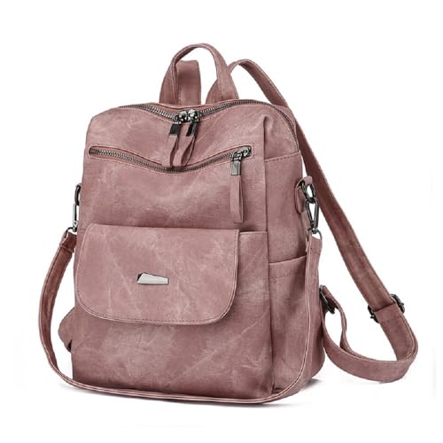 YALIZHNA Damen Rucksack Für PU Leder Schultertasche,Mode Wasserdicht Anti-Diebstahl Reiserucksack Frauen Rucksackhandtaschen (Rosa) von YALIZHNA