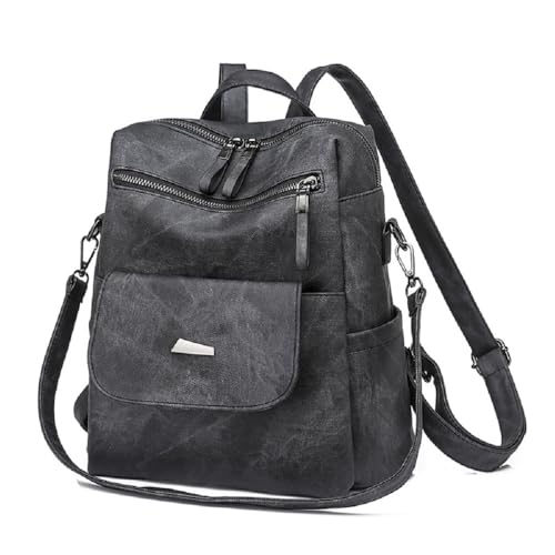 YALIZHNA Damen Rucksack Für PU Leder Schultertasche,Mode Wasserdicht Anti-Diebstahl Reiserucksack Frauen Rucksackhandtaschen (Schwarz) von YALIZHNA