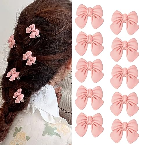 Mini Rosa Schleife Clip für Haarspangen Mädchen Süße Gelee Haar Schleife Haarspangen Kleine Bowknot Haarspange Seitenstifte für Haarschleifen für Frauen Harz Haarschmuck für Kinder 10 Stück von YALLNASL