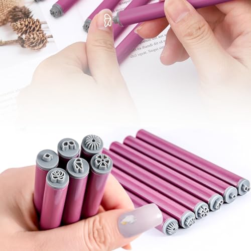 YALiya 6-Teiliges Nagelkunst-Stempel-Set, Blumen-Nagel-Stempelstift, Nagelkunst-Stift-Set, 6 Verschiedene Muster Doodle Nail Art Flower Stamping Pens Set für Frauen und Mädchen von YALiya