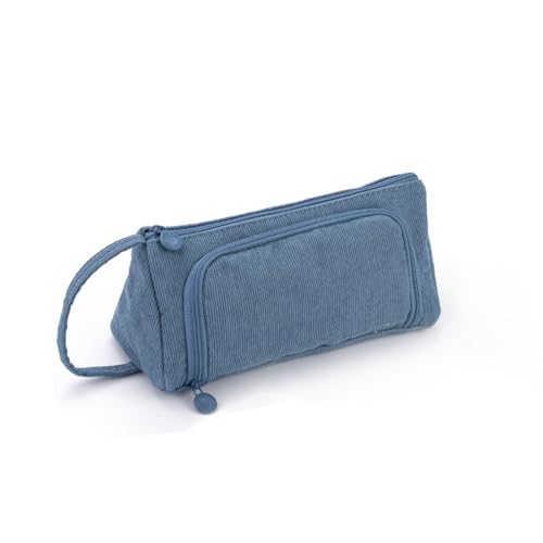 YALiya Mäppchen Cord-Stoff, Federmäppchen Tragbare, Aufbewahrungstasche Federmäppchen mit Großem, Fassungsvermögen Pencil Case mit Praktischem Reißverschluss, für Schule, Zuhause und Büro (Marine) von YALiya